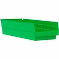 Akro-Mils Shelf Storage Bin, Plastic, Green, 12 PK 30138GREEN